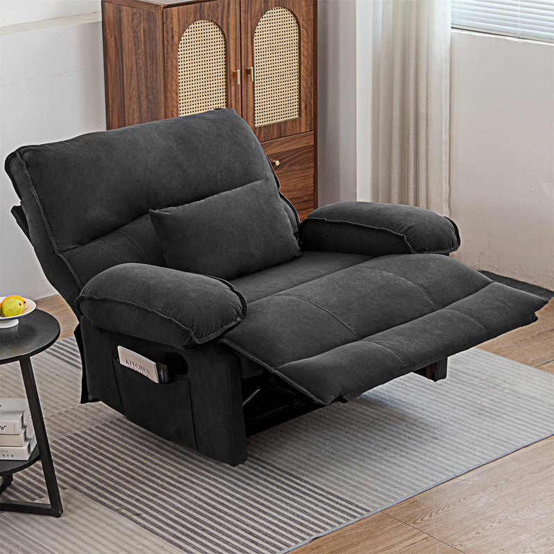Oversized Manual Recliner Chair Sofa for Living Room Latitude Run Upholstery Color Gray